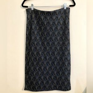 Darling blue and gold over the knee skirt